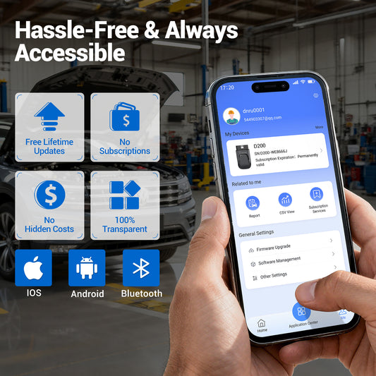 VDIAGTOOL D200 Bluetooth OBD2 Scanner – Advanced Full System Diagnostics, Full Active Tests, 26 Service Functions, J2534 Ready, Lifetime Free Update