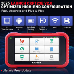 LAUNCH CRP123E V2.0 2025 Elite OBD2 Scanner – 4 Systems Diagnostics, 7 Resets, FCA AutoAuth, Battery Test, Full OBDII Modes, WiFi Lifetime Update.