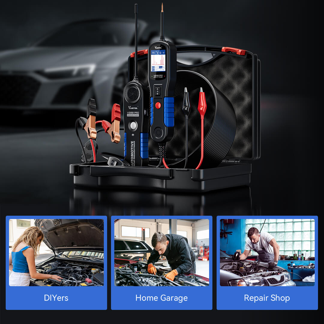 VDIAGTOOL V200 Pro Circuit Probe & Power Tester – 12V/24V Automotive Electrical Diagnostic Tool with Breaker Finder, Wire Tracer & 30PCS Back Probe Kit - ACARTOOL