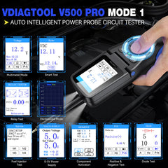 VDIAGTOOL V500 Pro 2-in-1 Automotive Circuit Tester | Smart Power Probe with Oscilloscope, Multimeter, Relay & Injector Test, Wire Tracer, 9–30V - ACARTOOL