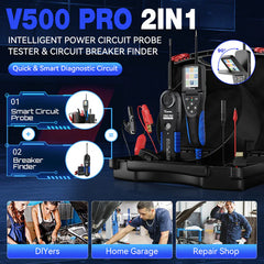 VDIAGTOOL V500 Pro 2-in-1 Automotive Circuit Tester | Smart Power Probe with Oscilloscope, Multimeter, Relay & Injector Test, Wire Tracer, 9–30V - ACARTOOL