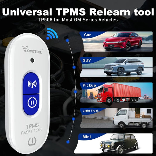 VDIAGTOOL TP508 TPMS Relearn Tool for GM – Tire Pressure Sensor Reset & Activation Tool for 2006–2022 GM Vehicles - ACARTOOL