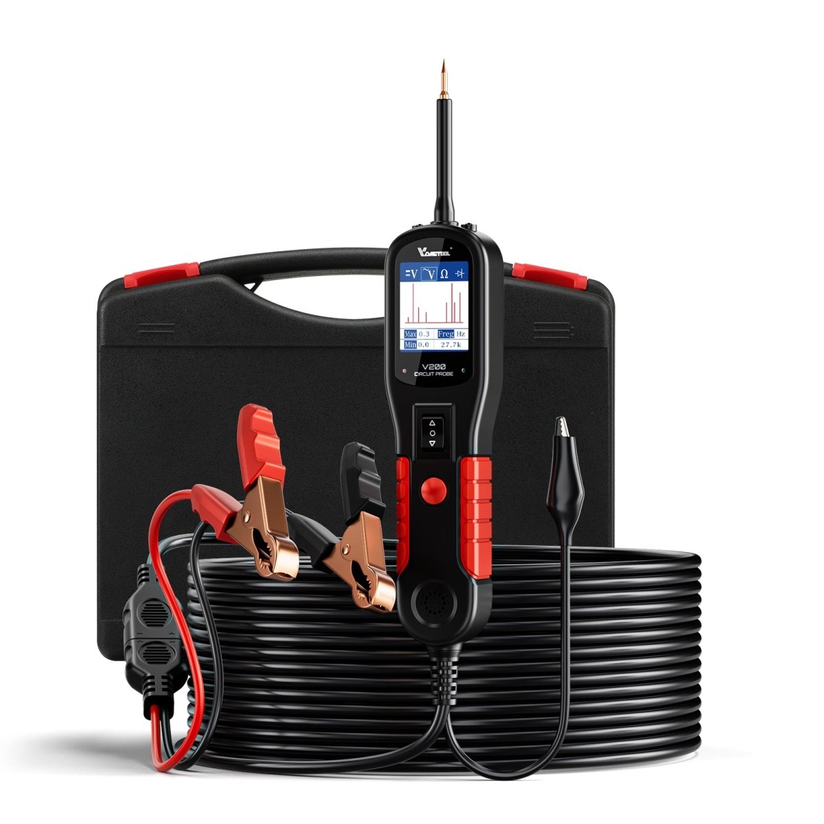 VDIAGTOOL V200 Power Circuit Probe Kit – Automotive Circuit Tester for 12V/24V Vehicles, AC/DC Voltage, Resistance, Diode, Relay &amp; Fuse Test, 40FT Cable - Automotive Circuit Tester