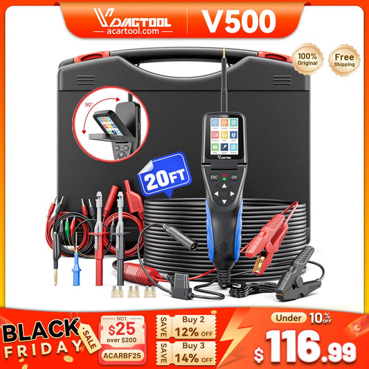 VDIAGTOOL V500 6 - in - 1 Automotive Power Probe Circuit Tester Kit – Oscilloscope, Multimeter, Fuel Injector & Relay/Fuse Diagnostic Tool for 9–30V Vehicles - Circuit Probe Tester