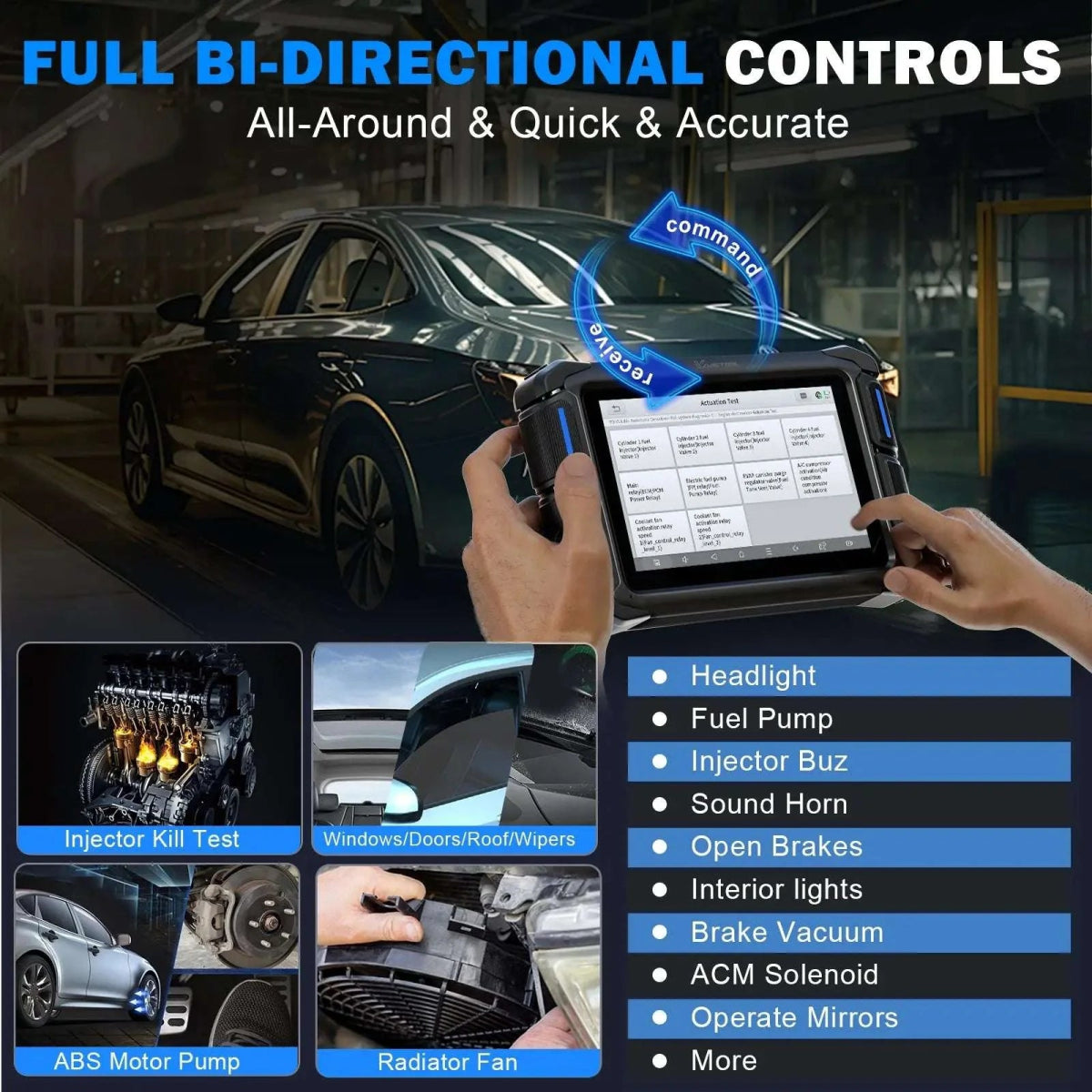 VDIAGTOOL VD70 Bi - Directional Scanner – ECU Coding, 36+ Reset Services, CAN FD & DoIP, Full System Diagnostics, 3 Years Free Updates - Car Diagnostic Tool