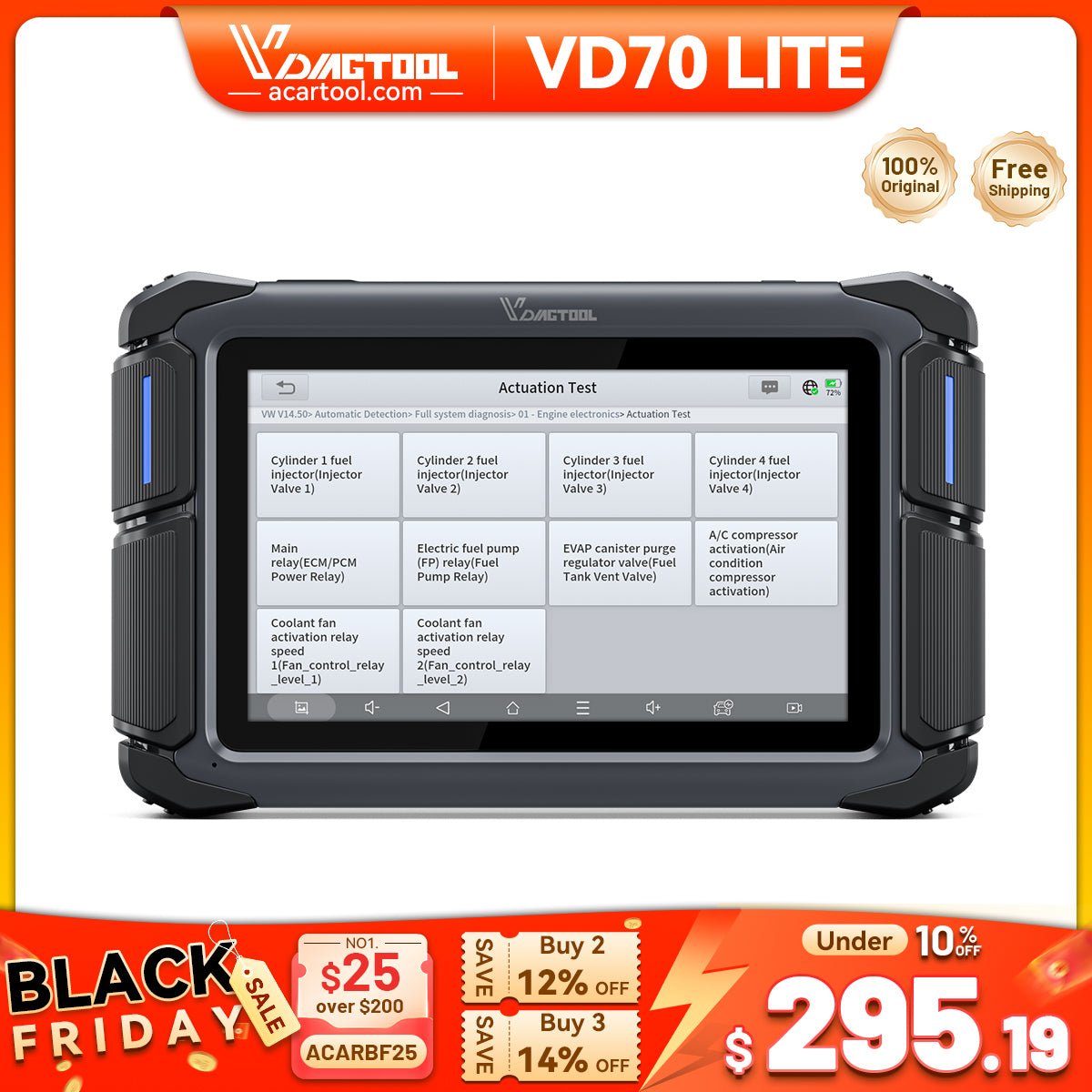 VDIAGTOOL VD70 Lite 2025 OBD2 Scanner with 31+ Resets, CAN FD & DoIP, Full System Diagnostic Tool for Cars, OE - Level Scan Tool for 10,000+ Vehicles - Auto Diagnostic Tool