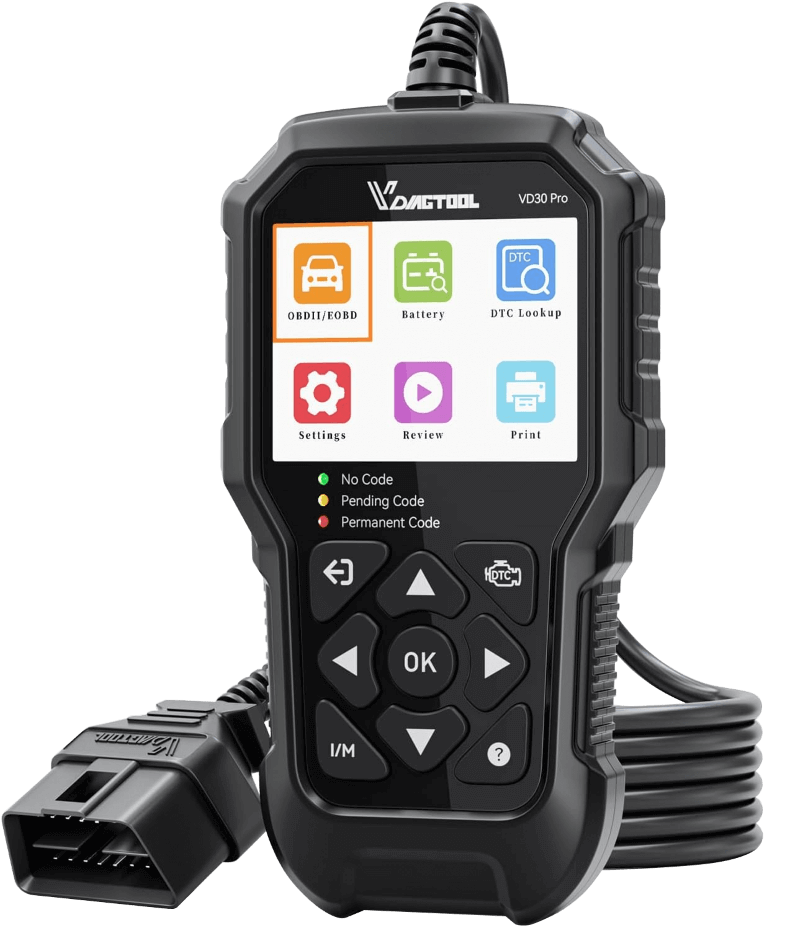 2025 VDIAGTOOL VD30 Pro OBD2 Scanner – All-in-One Code Reader with Live Data, Battery Test, and CEL Reset - ACARTOOL