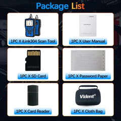 Vident iLink304 4-System OBD2 Scanner with Oil Reset, EPB, Throttle Relearn, SAS, BMS, Full OBDII Functions – Lifetime Free Updates.
