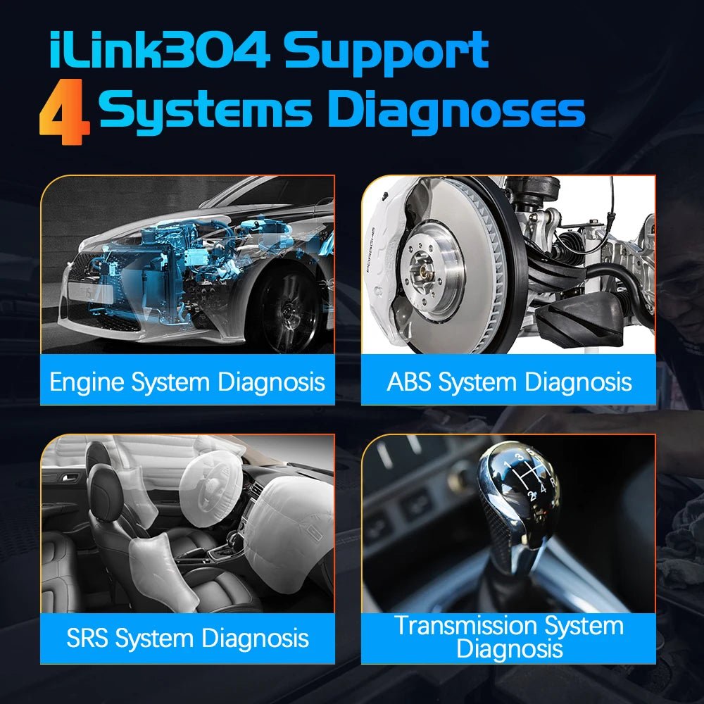 Vident iLink304 4-System OBD2 Scanner with Oil Reset, EPB, Throttle Relearn, SAS, BMS, Full OBDII Functions – Lifetime Free Updates.