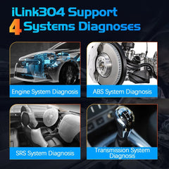 Vident iLink304 4-System OBD2 Scanner with Oil Reset, EPB, Throttle Relearn, SAS, BMS, Full OBDII Functions – Lifetime Free Updates.