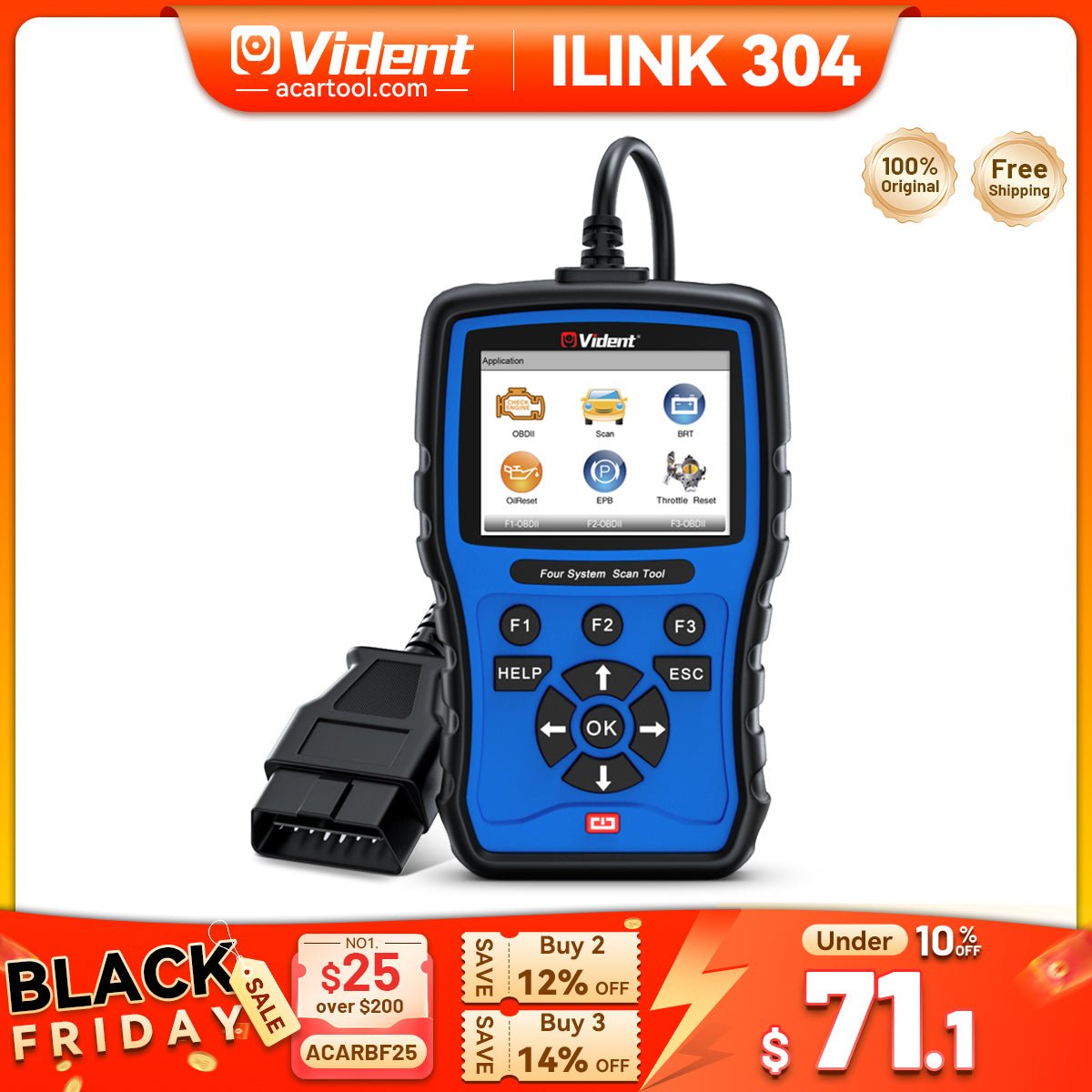 Vident iLink304 OBD2 Scanner black friday sale