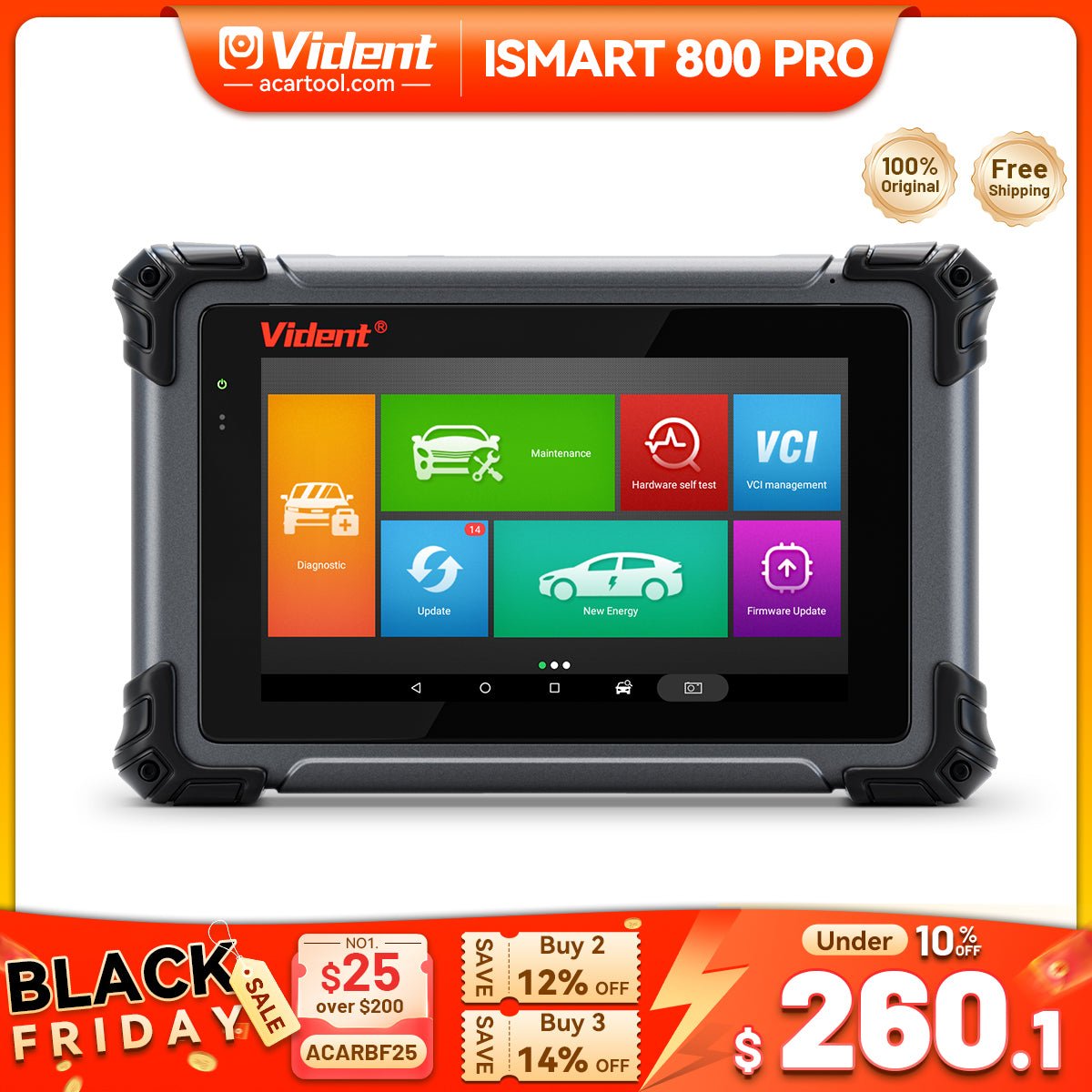 Vident iSmart800Pro Bi - Directional Full System OBD2 Scanner | 40+ Services | Key Programming | CAN FD & DoIP Support - Auto Diagnostic Tool