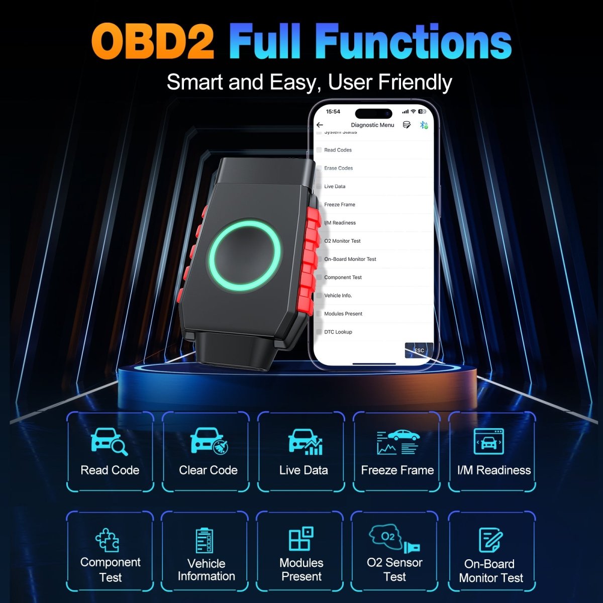 VIDENT iSmartDiag510 Pro OBD2 Scanner – Full System Diagnostics, 28+ Resets, Bluetooth, CAN FD & DoIP, Lifetime Free Updates - OBD2 Scanner