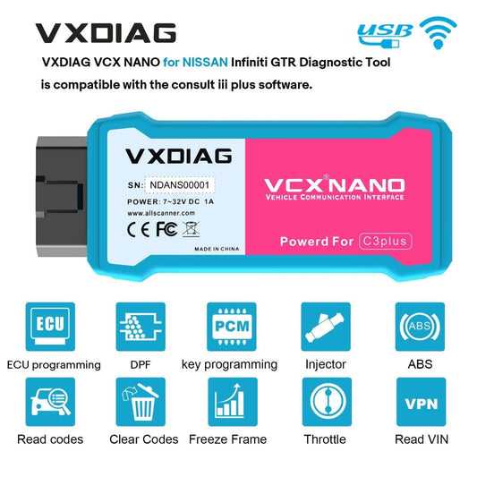 VXDIAG VCX NANO for Nissan & Infiniti (2006–2025) – USB & WiFi | Lifetime Authorization.