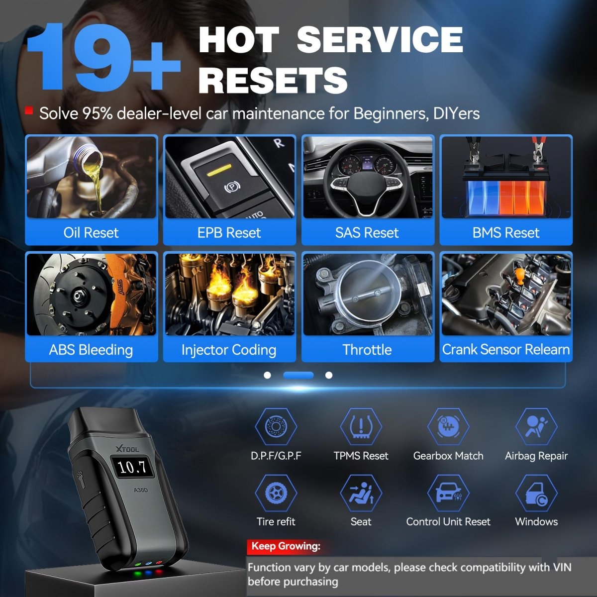 XTOOL A30D OBD2 Code Reader– Full System Diagnostics, Bi - Directional Controls, 19+ Reset Functions, FCA & CAN FD Support, Lifetime Free Updates, Bluetooth for Android & iOS - OBD2 Code Reader