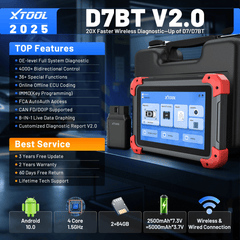 XTOOL D7BT Bluetooth OBD2 Scanner – Bi - Directional Automotive Diagnostic Scanner with ECU Coding & Key Programming - Auto Diagnostic Tool