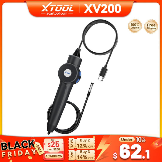 XTOOL XV200 Digital Inspection Camera – 1080P HD Waterproof Videoscope with Flexible Probe for Automotive & Industrial Use - Cable&Adapter